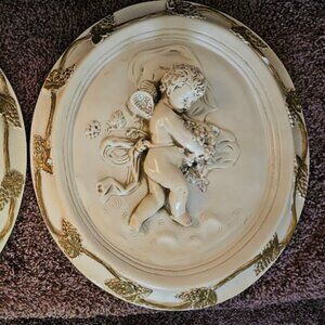 Midcentury Cherub Wall Plaques